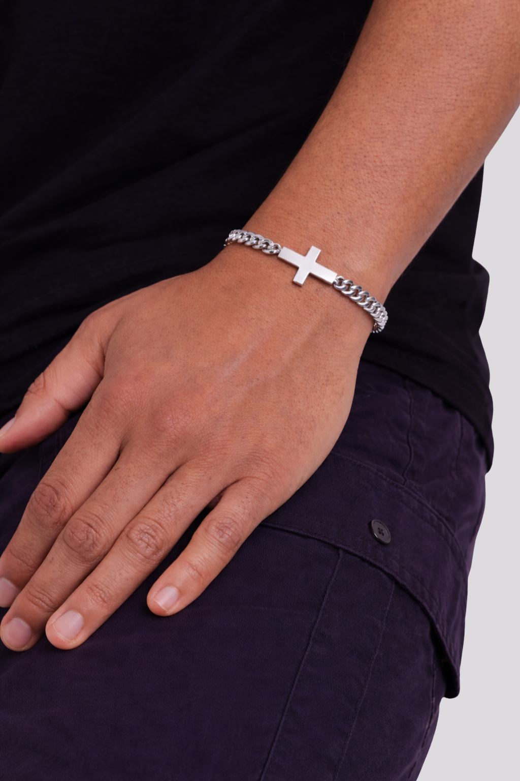 Esencial bisutería EM - Pulsera cruz masculina.-2