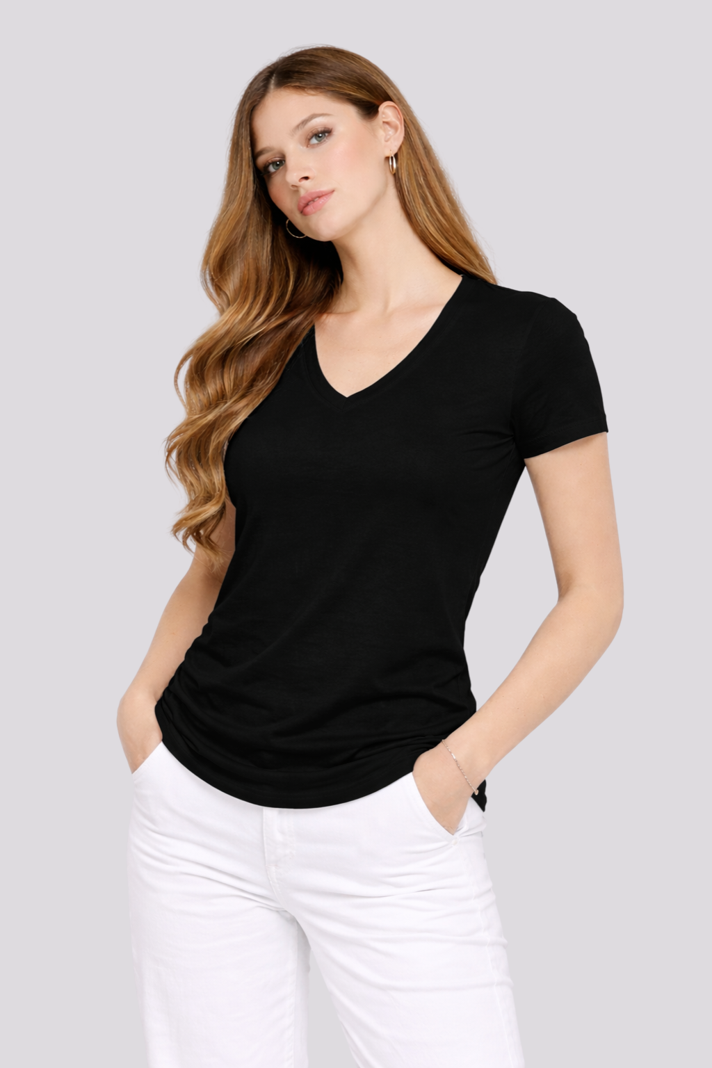 Esencial EM - Camiseta cuello en pico femenina.-4