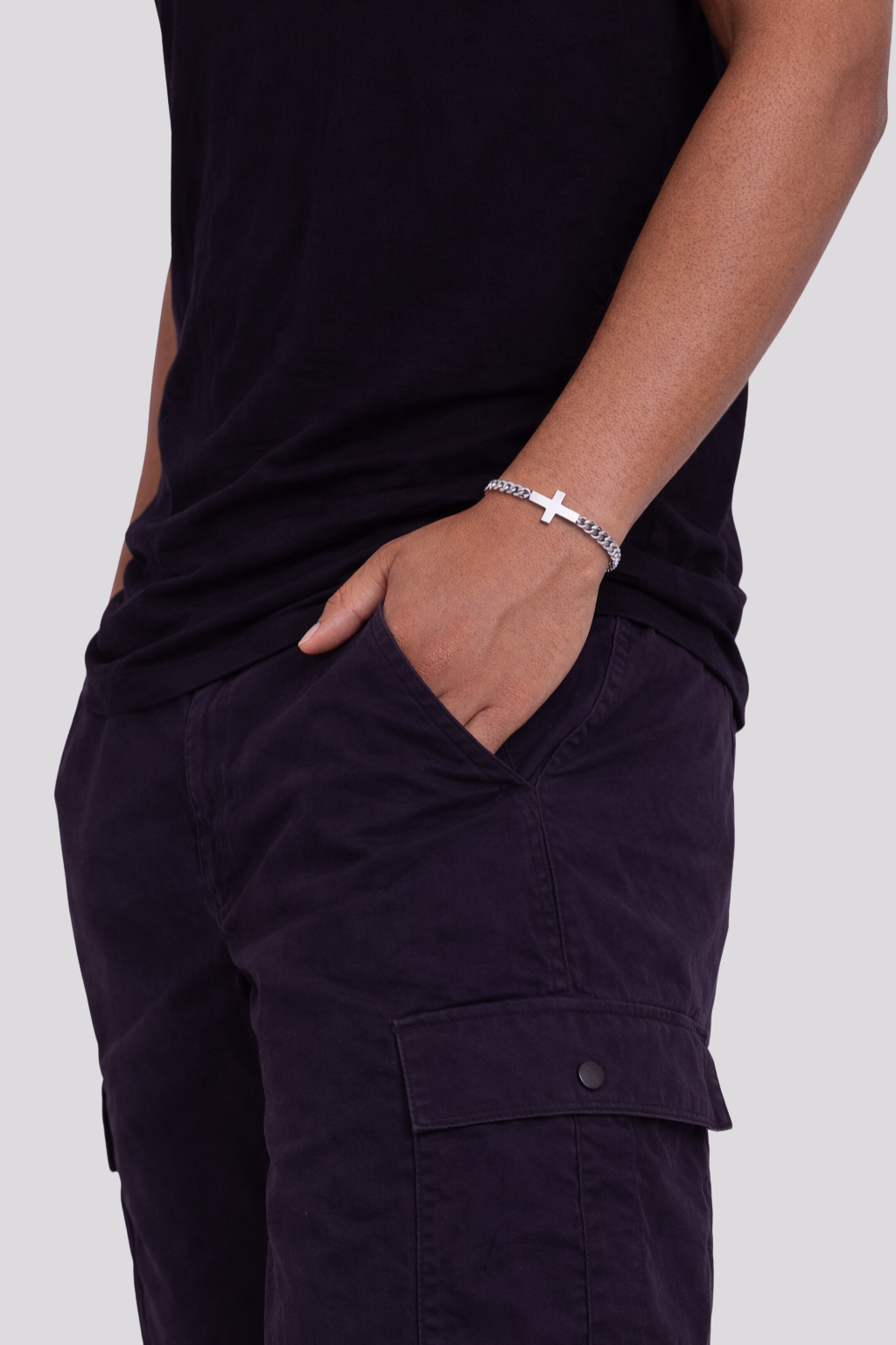 Esencial bisutería EM - Pulsera cruz masculina.-4